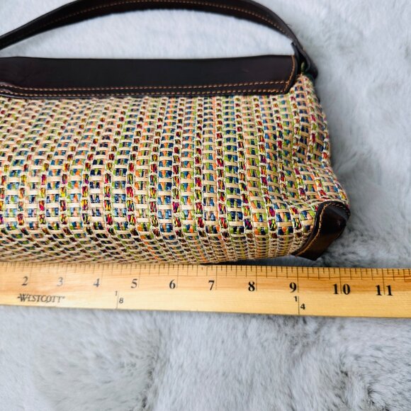 Fossil Purse Woven Straw Leather Shoulder Bag - Picture 5 of 11